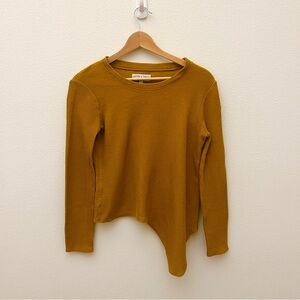 Madewell Texture & Thread Ribbed Knit Top — Mustard Yellow — XXS (Fits XS/S)